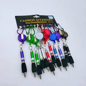 新款金属线绘图笔抽绳圆珠笔挂绳线书写Peeychain易拉笔文具 - Product Image 3