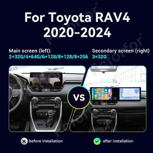 适用于丰田RAV4 2020-2024双屏全球定位系统导航安卓13 Carplay 10.1英寸多媒体播放器电视 - Product Image 2
