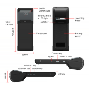 <strong>PDA</strong>-601 Mobile POS Terminal 6 Inch Rugged <strong>PDA</strong> Barcode <strong>Scanner</strong> <strong>With</strong> Printer 4GB 128GB WIFI NFC 4G Lte Data Collector - Product Image 2