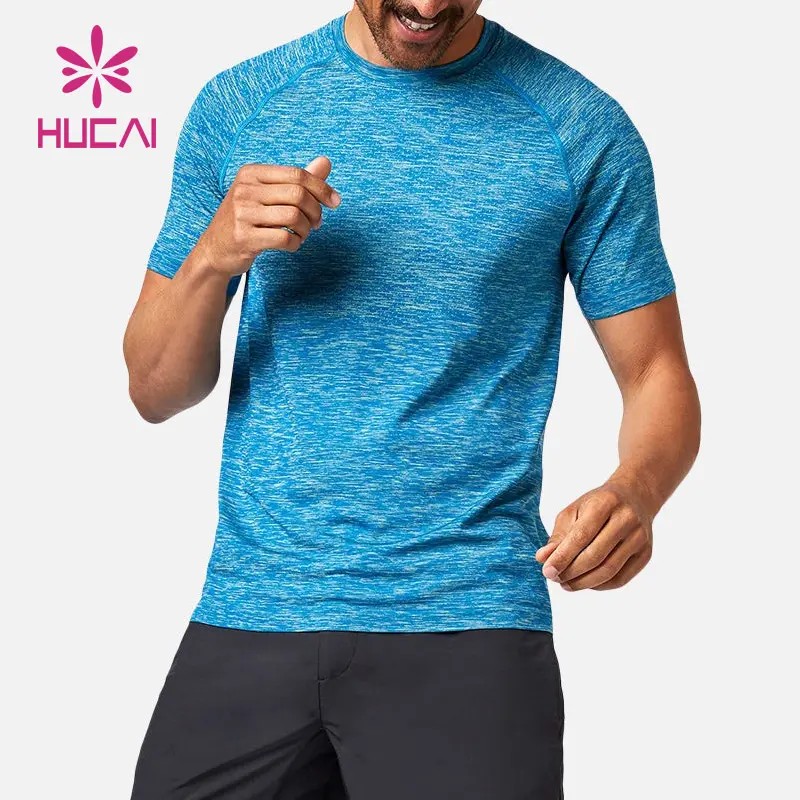 Logo personalizzato all'ingrosso nuovo design leggero wicking Engineered knit seamless body muscle sports magliette da uomo ftitness