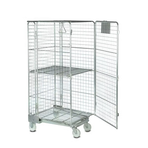 4 Sided <strong>Logistics</strong> Cargo Welded <strong>Nesting</strong> Storage 500kg Wire Mesh Foldable Security Roll <strong>Container</strong> Trolley