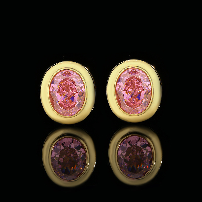 Ice Flower cut deep pink diamond stud earrings