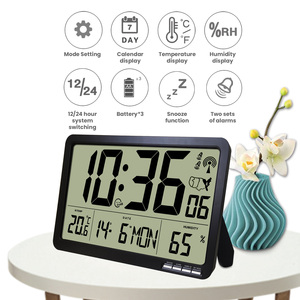 Digitale Wanduhr mit automatischem Großbildschirm, Tag und Datum, Raumtemperatur, Schlafanaufnahme, 12/24H, DST für Haus, Büro, Ältere Menschen