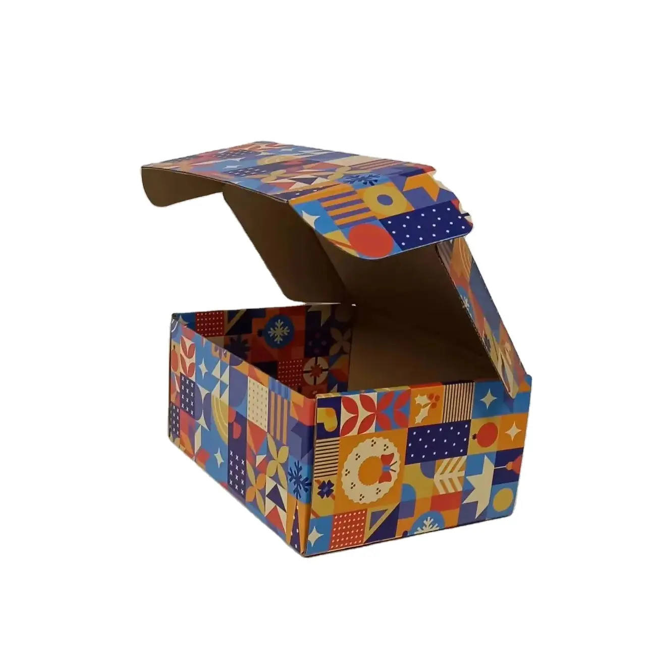 Kotak kertas bergelombang cetak penuh warna kustom luar kotak pengiriman hadiah Natal kotak surat kemasan