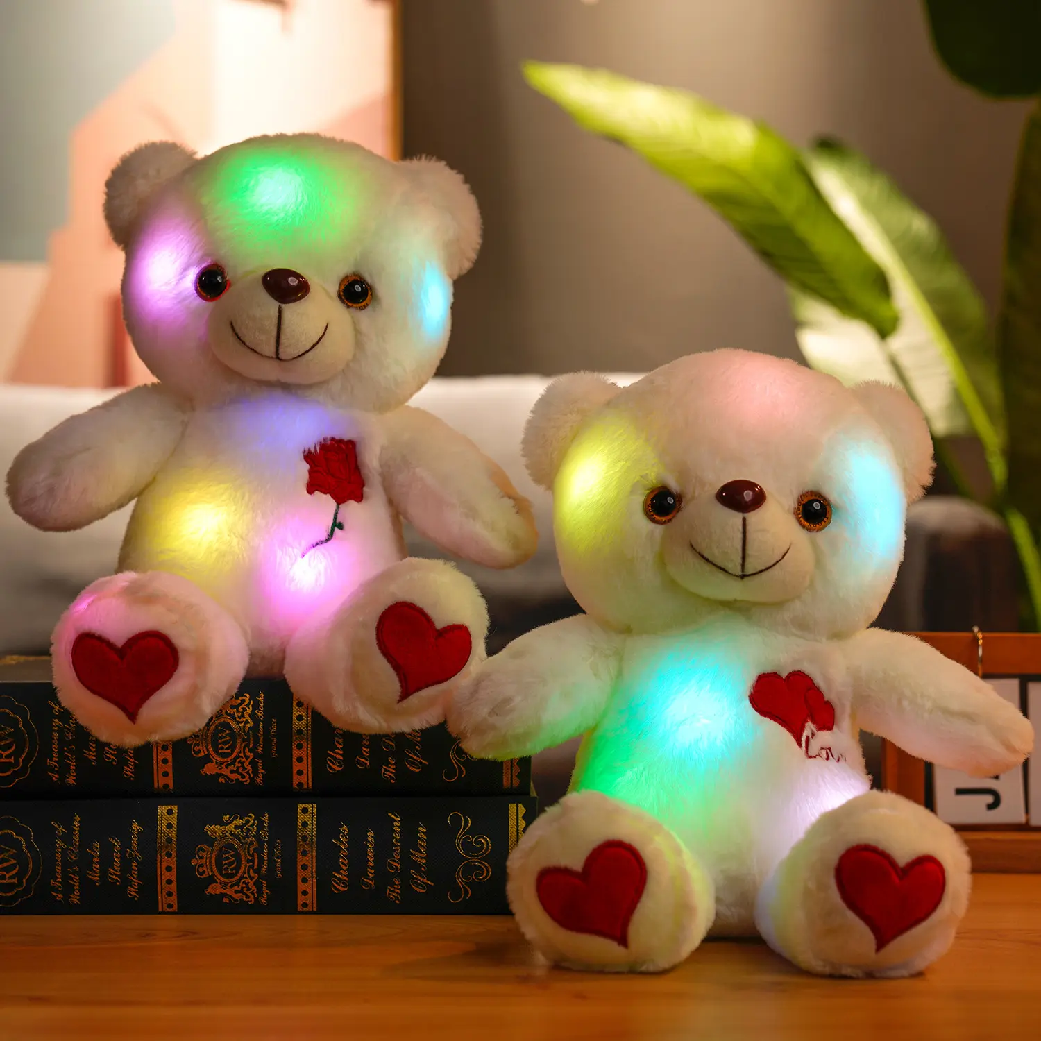 Oso de peluche con luz led para niños, osito de peluche con luz led colorida, regalo de San Valentín chino