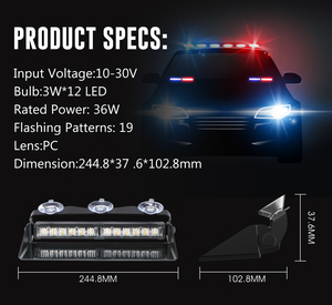 ไฟเตือนแฟลช LED 3W * 12 Led,ไฟเตือนรถบรรทุกไฟเตือนไฟกระพริบด้านข้าง - Product Image 6