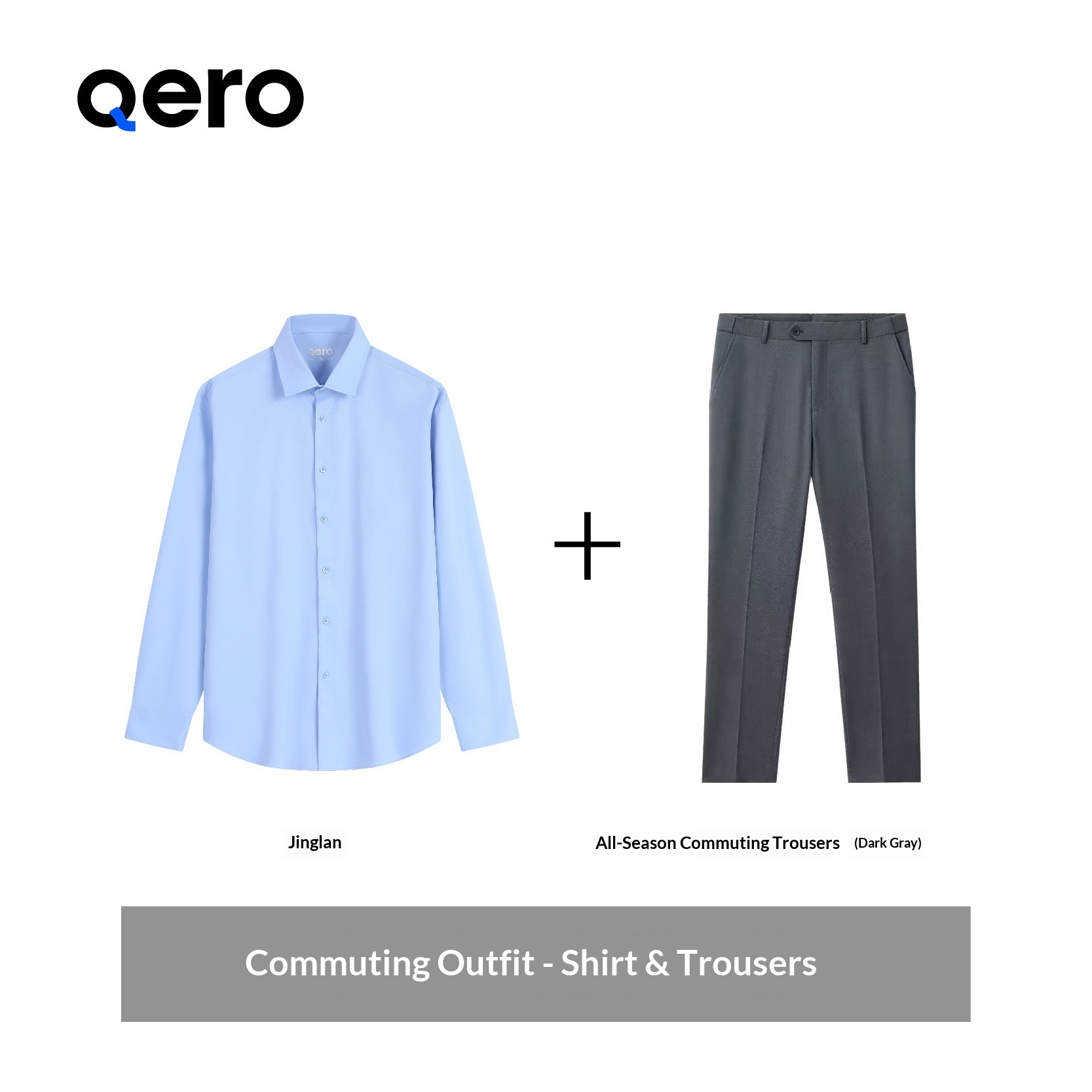 Chemise bleue + pantalon habillé gris foncé