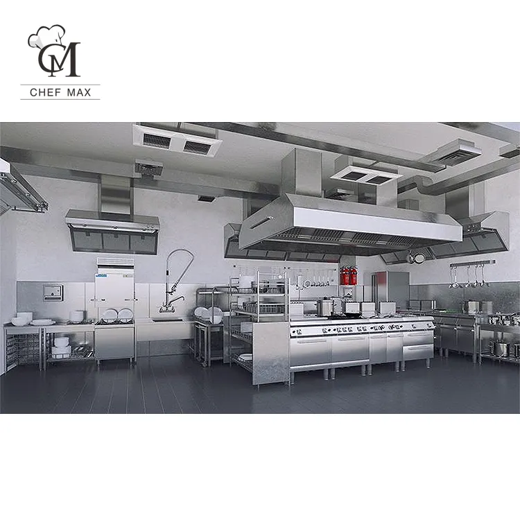 Chefmax beş yıldızlı otel ekipmanları ve tesisleri komple Set otel mutfak pişirme ekipmanları batı restoran için