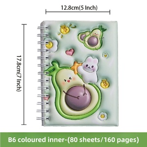 B6 Spiral Soft Cover Fruits and Rabbit <strong>Notebook</strong> with Colored Loose-leaf Paper Student Horizontal Line <strong>Exercise</strong> Book 80 Sheets - Product Image 6