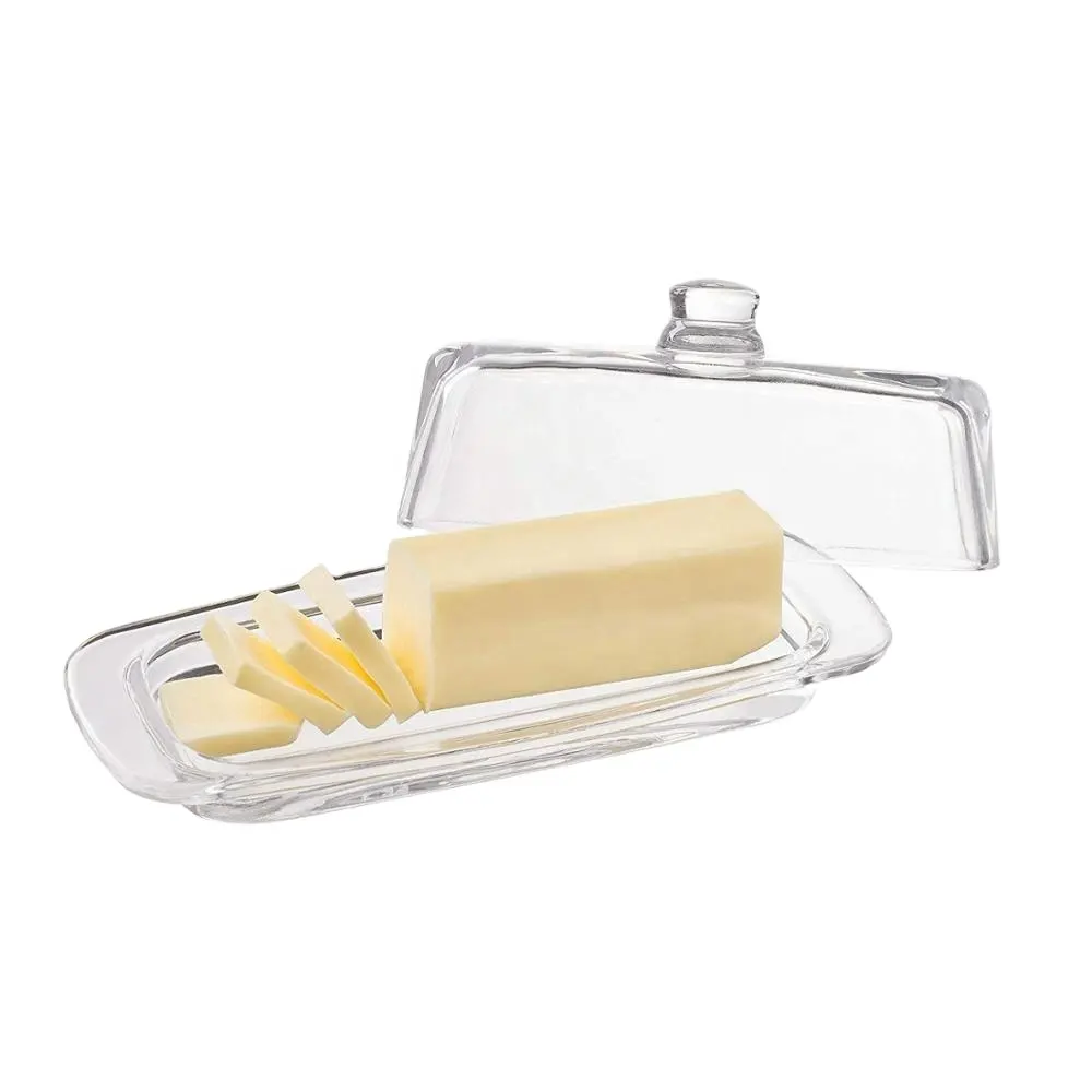 Prato de manteiga de natal, prato de manteiga com tampa de vidro e cobertura multi-propósito para preservar prato sobremesa natal