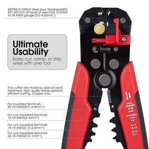 Fabrika OEM kendinden ayarlı tel striptizci, tel Crimper, tel kesici-3 in 1 otomatik çok amaçlı tel striptizci 10-24 AWG - Product Image 4
