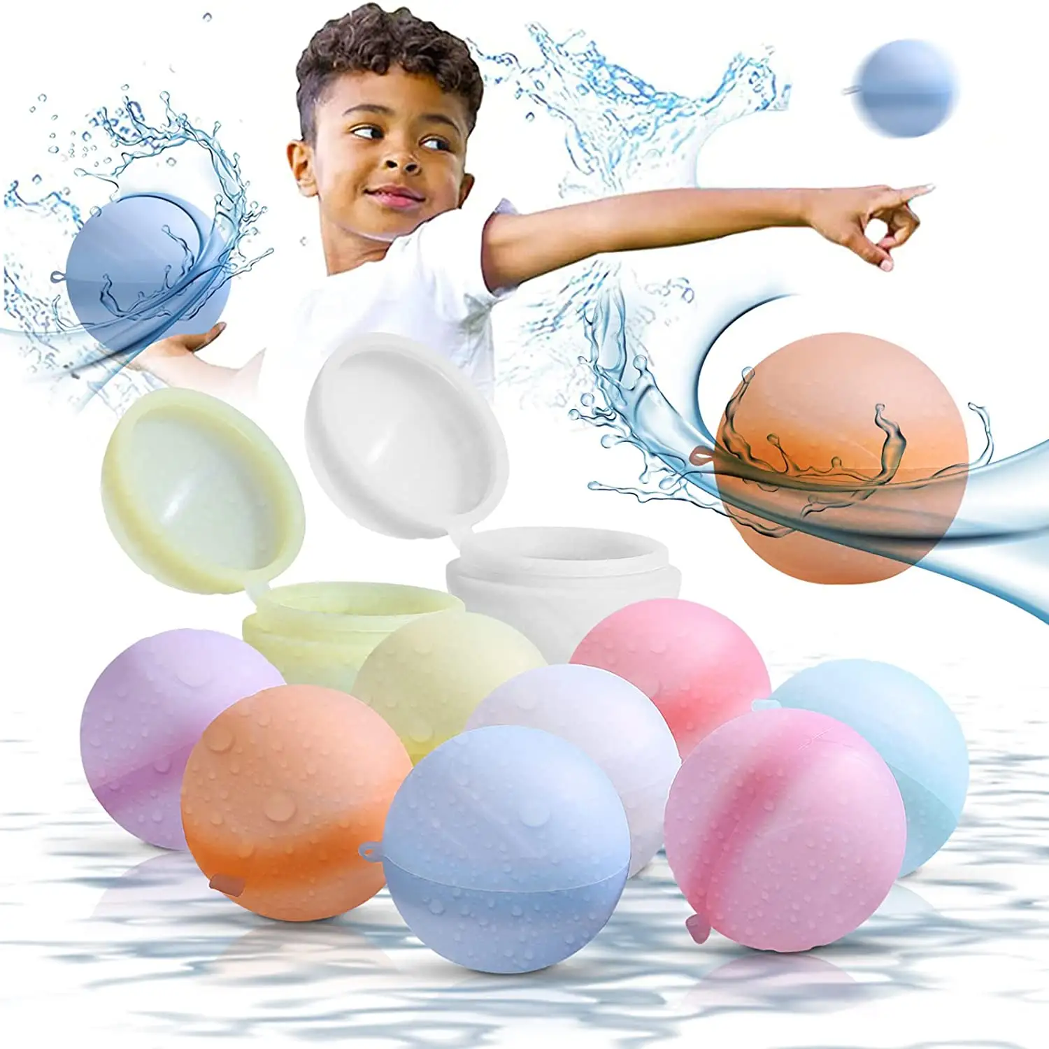 Balões de água reutilizáveis bola de água de silicone para preenchimento rápido para crianças, brinquedos de verão para exterior