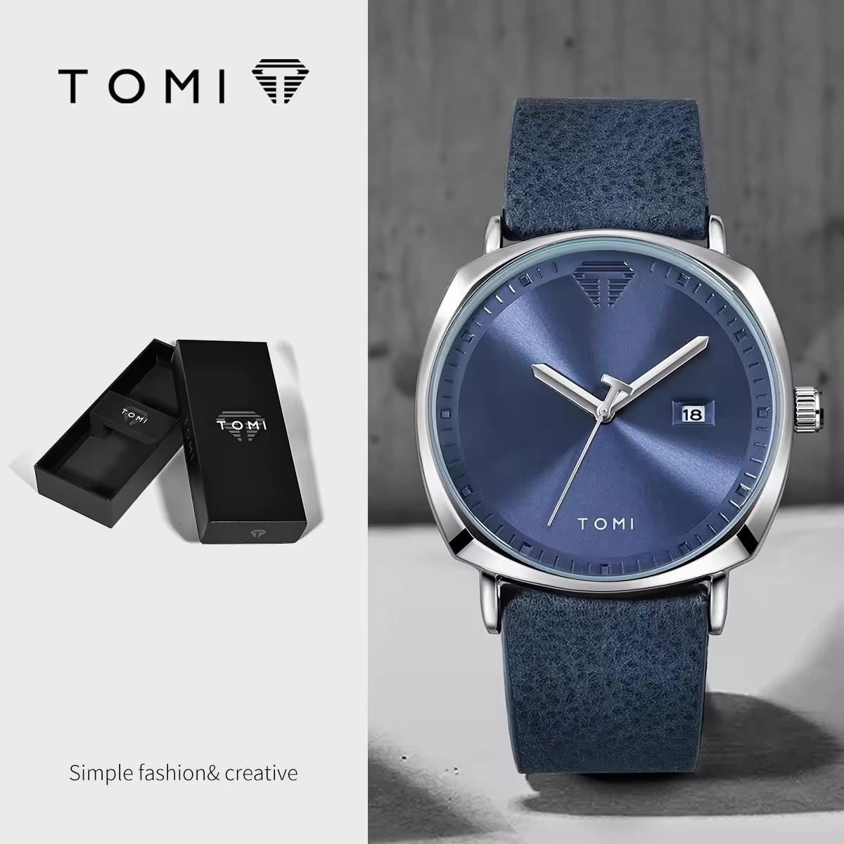 3 Silver Case Blue Dial Blue Band