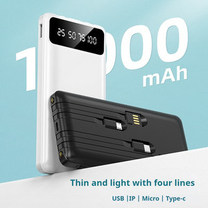Yeni sıcak satış taşınabilir şarj 4 in 1 dahili Cable10000mAh güç bankalar şarj kendi kendine yeten kablo güç banka 20000mAh