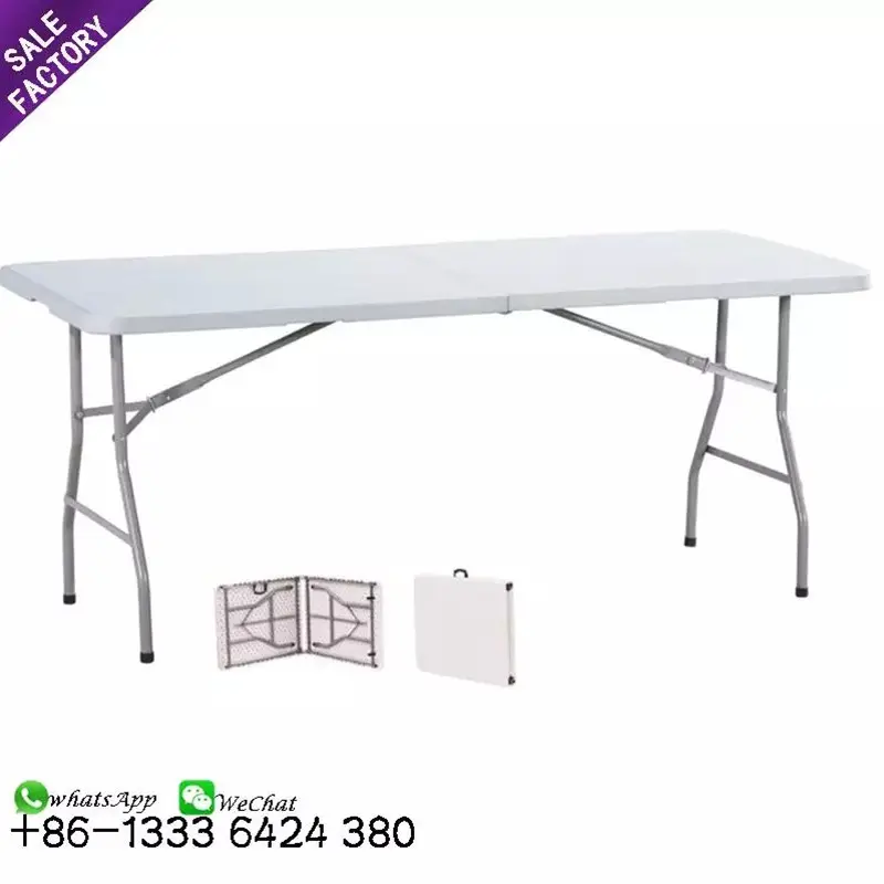 Sinoperfect 4Ft 5Ft 6Ft 8Ft banchetto di nozze eventi per feste tavolo pieghevole Picnic rettangolo bianco tavoli pieghevoli portatili in plastica