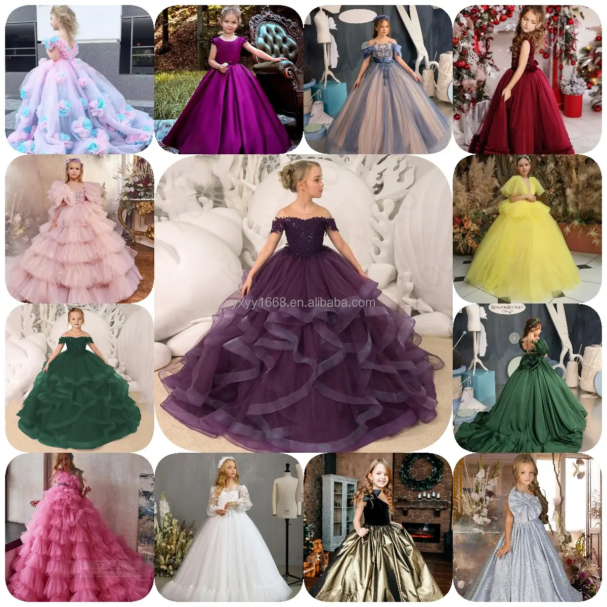 Robe de bal pour enfants, robe de soirée pour fête de mariage, robe formelle, robe de princesse pour filles, robe de Noël et d'anniversaire