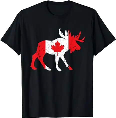 Print on Demand Maple Leaf Animal 100% Cotton Shirt Custom Canadian Flag Canada T-Shirt Wholesale Summer Short Sleeve Tees