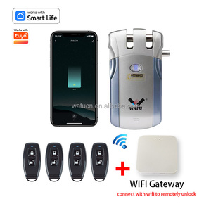 वाफू तुया ऐप वाईफाई स्मार्ट डोर लॉक रिमोट कंट्रोल मोबाइल फोन अदृश्य कीलेस लकड़ी दरवाजा एसी बैकअप लो-कीमत वाला होम होटल - Product Image 6