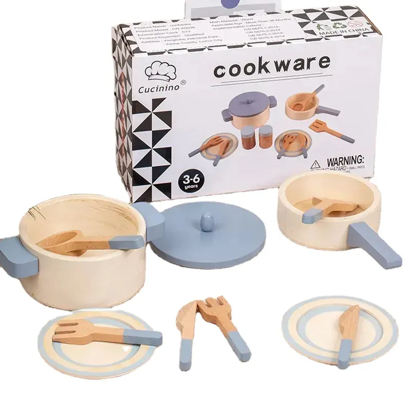 Sıcak satış Montessori eğitim oyun yemekleri yürümeye başlayan çocuklar için pişirme aksesuarları setleri ahşap çocuk mutfak oyuncaklar