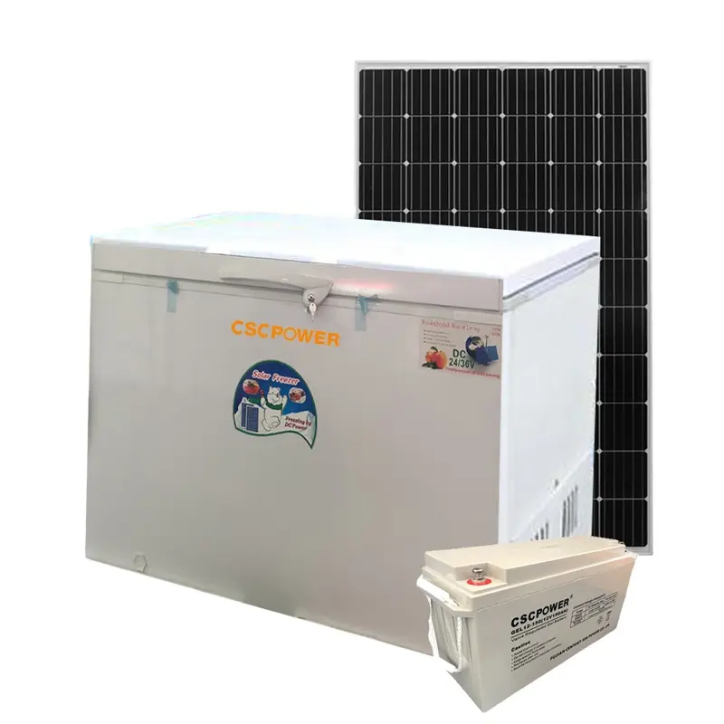 Congelador profundo alimentado por energia solar, congelador solar de 315l, dc 12v