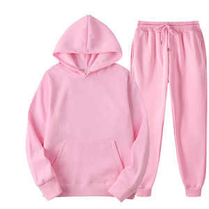 定制标志高品质平纹涤纶男女通用套头衫女式运动服慢跑裤和连帽衫套装 - Product Image 6