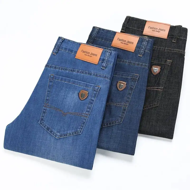 Factory Wholesale Designers Trendy washed Pencil long Pants Black Stretch Trouser Mens Ripped Denim Slim Fit Jeans