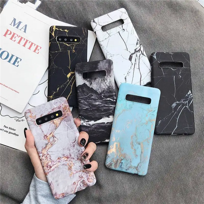 Casing Ponsel Marmer PC Keras untuk Samsung Galaxy S20 Ultra S10 S9 S8 Plus S10E S7 Edge Note 9 8 10 Plus Casing Penutup Ultra Tipis