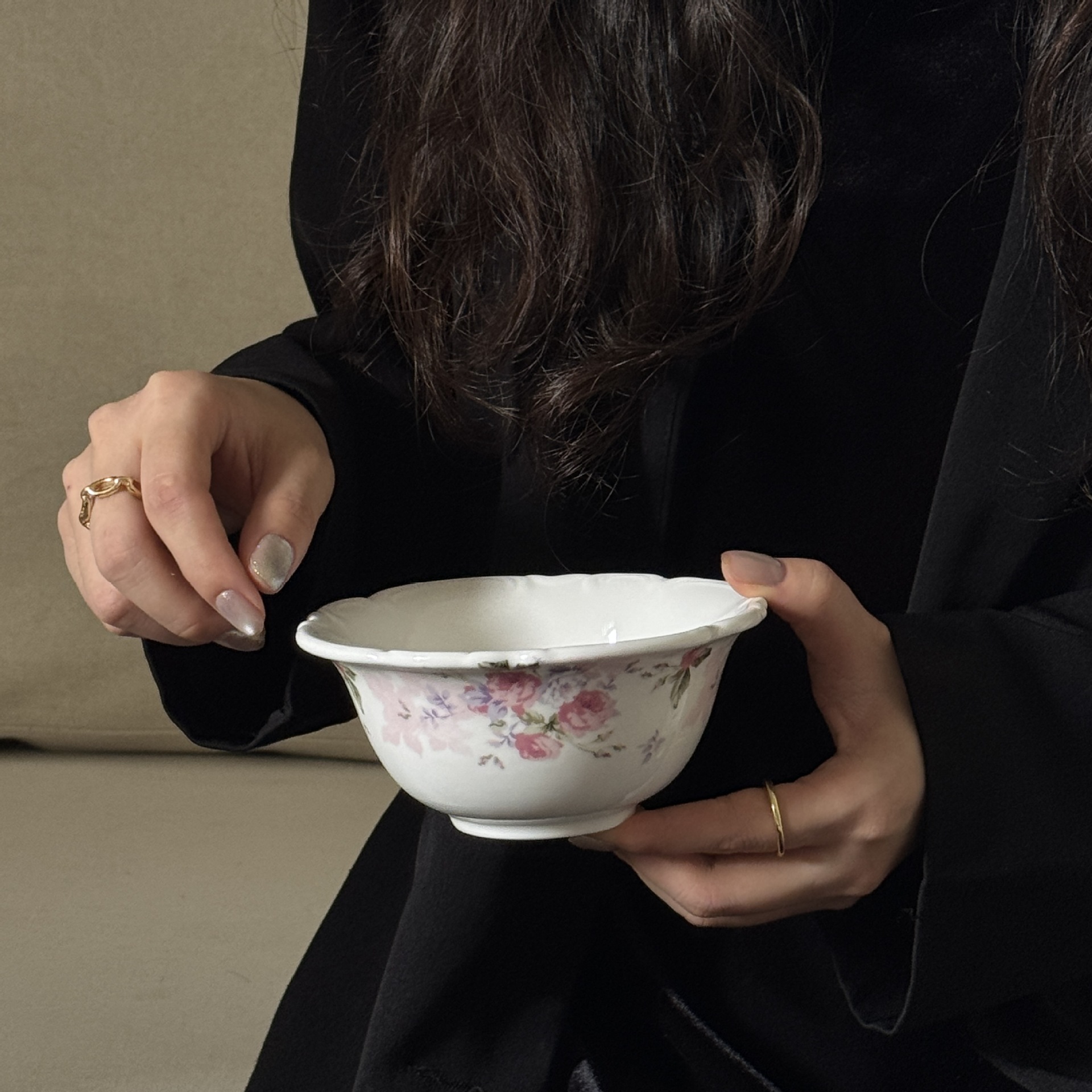 Pink flower shadow bowl 13*6