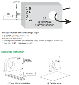Acrel-sensor de corriente alterna, 0-50A entrada AC, salida DC 0-5V/0-10V CT clase 0,5 0,2, transformador transductor de corriente BA10-AI/V - Product Image 5