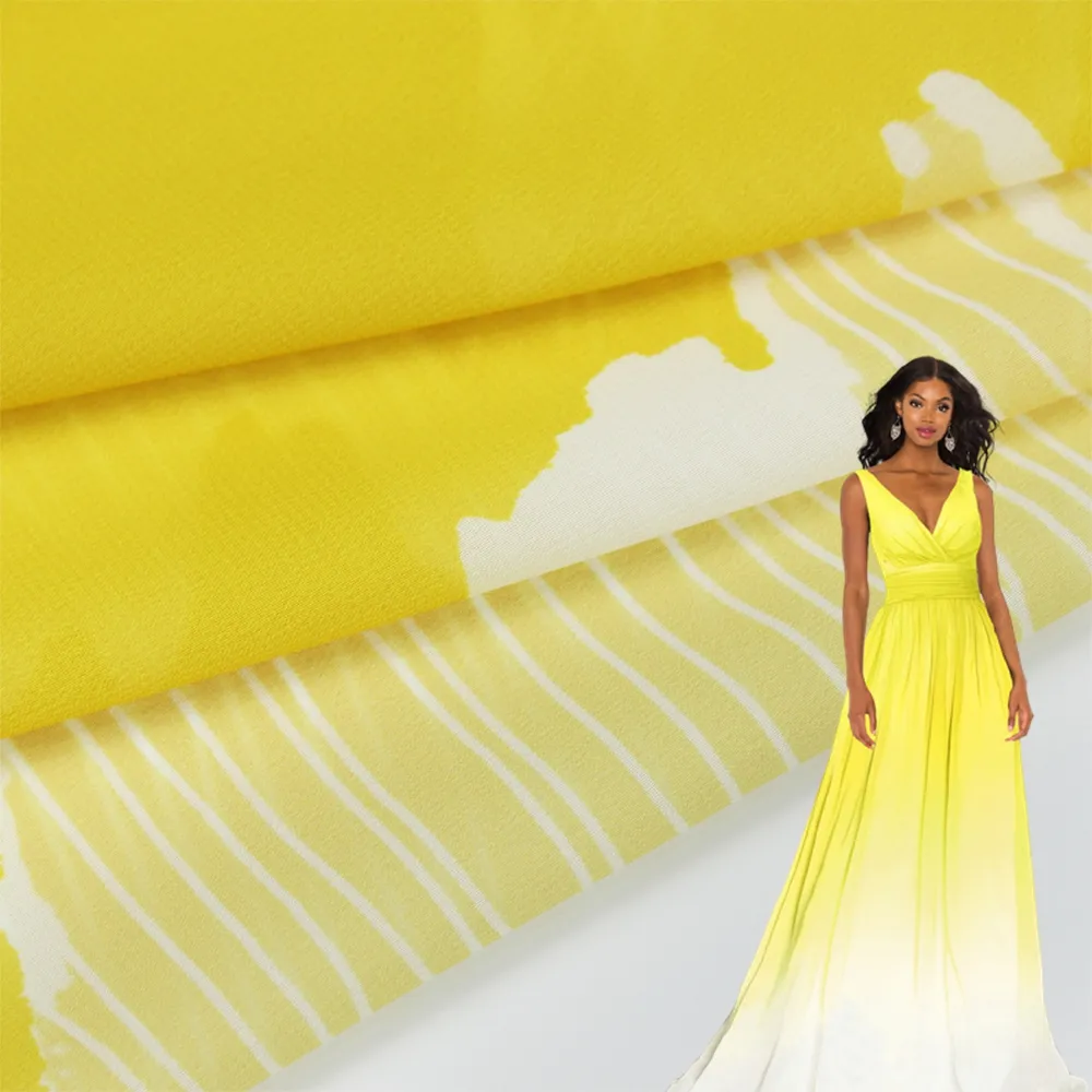 2024 элегантная шифоновая легкая ткань с цветочным принтом для красивых макси-платьев