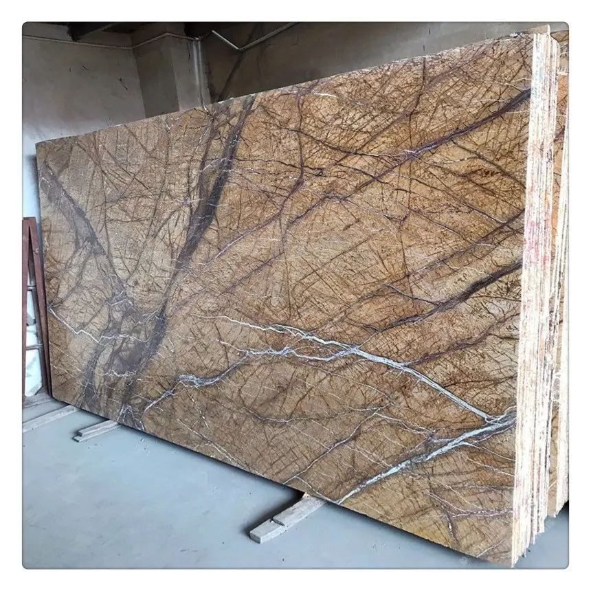 Lastra di marmo marrone foresta pluviale prezzo per pavimento a parete