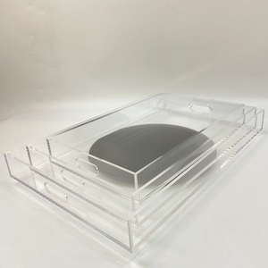 ถาดอะคริลิคใสตกแต่งมีที่จับป้องกันการไหลล้นสำหรับเคาน์เตอร์ห้องนั่งเล่นโต๊ะกาแฟซิลิโคน - Product Image 1
