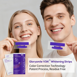 Glorysmile V34 Dentes Whitening Tiras 14 Tratamento Cor Corrector Tech Instantânea Iluminar Tiras Clareamento Indolor - Product Image 4