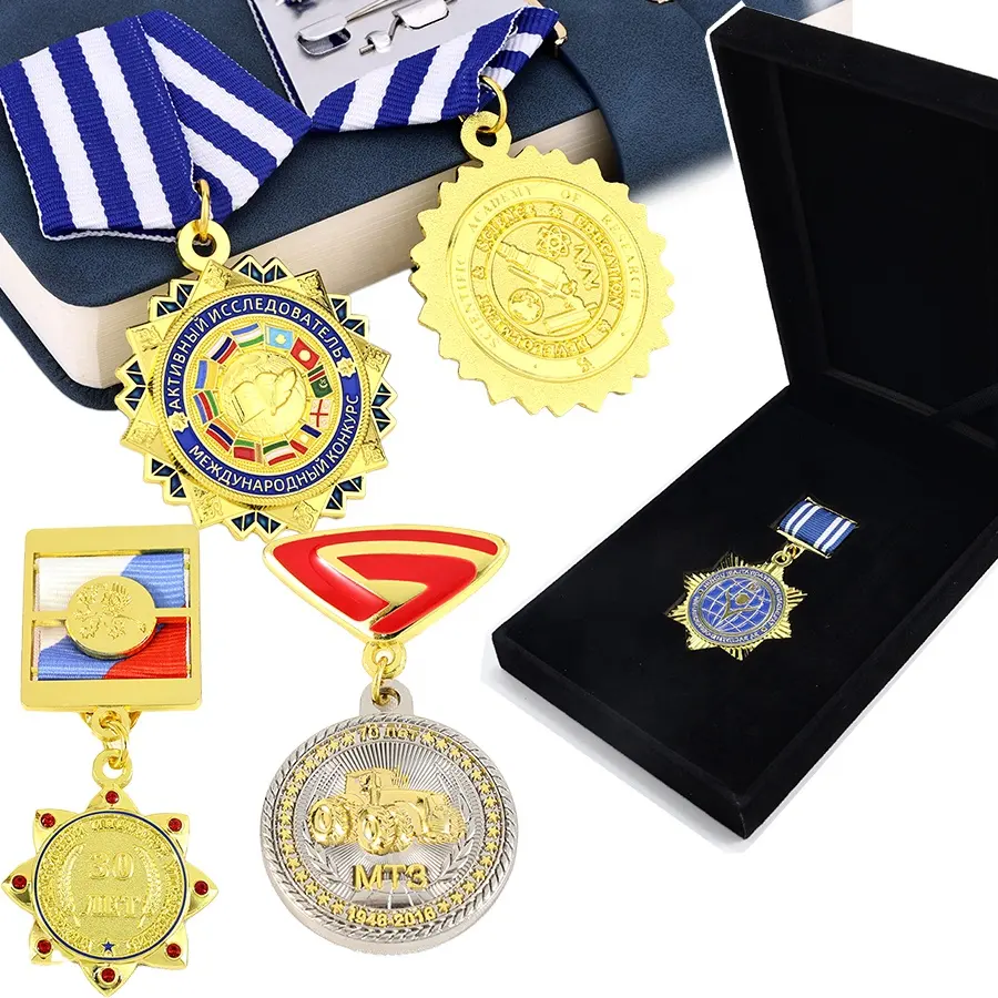 Manufacturer Custom Middle East Medalla Medallion Metal Badge 3D Activity Medals And Awards Medal Of Honor With Ribbon