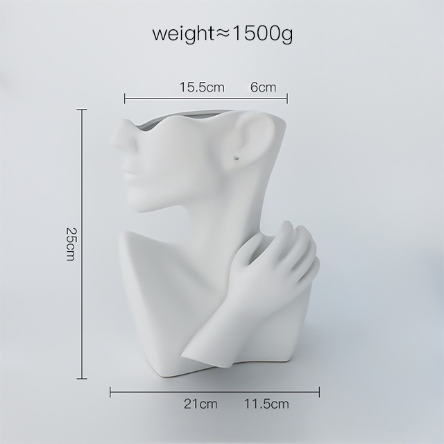 Vase sculpture buste-blanc