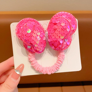 ホット販売韓国のかわいい子供の髪の装飾的な弓カラフルなキラキラスパンコールボウノットヘアタイ女の子の子供のための弾性ヘアバンド
