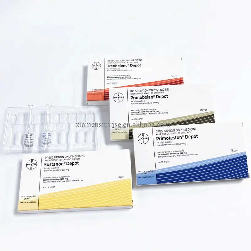 Embalagem com bandeja de plástico para ampola de 1ml com etiquetas personalizadas para injeção de esteroides