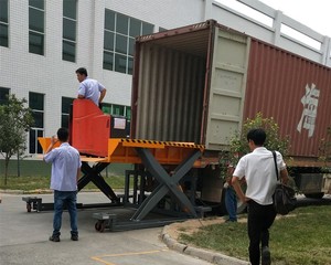 Nueva plataforma de descarga móvil de acero para carga y descarga de carretillas elevadoras