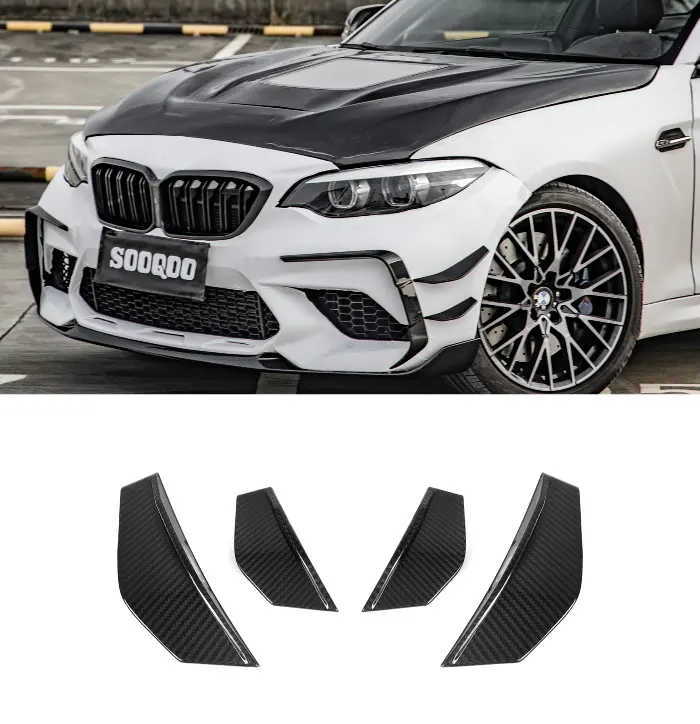 Für BMW F87 M2 Seitenschutzkanister SQ Stil trockene Frontstoßstange aus Kohlefaser Lippenstift für BMW M2 M2C F87 2017-2022