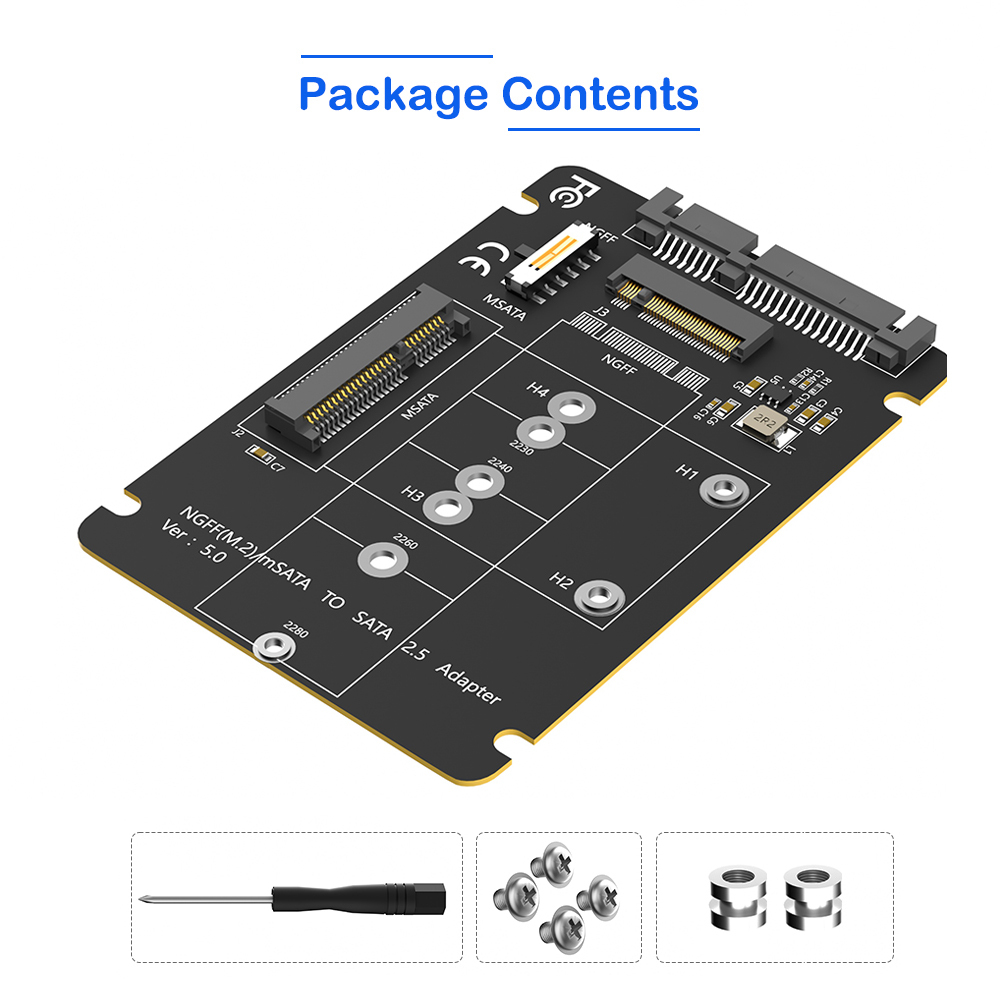 Black -- M.2 & Msata to SATA Adapter