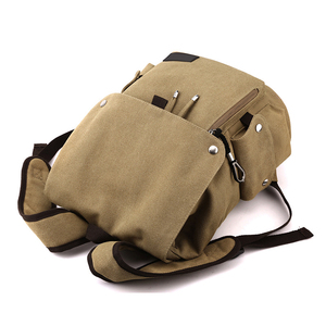 FULIYA Retro College Student Mochila Gran capacidad Logotipo personalizado Lona Mochila con cordón para hombres - Product Image 3