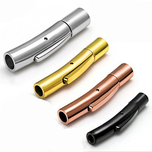 Stainless Steel <strong>End</strong> <strong>Clasp</strong> Hooks Bracelet Connector Tube Bayonet Snap Lock <strong>End</strong> <strong>Caps</strong> <strong>Clasps</strong> Fit 2mm 2.5mm 3mm 4mm Leather <strong>Cord</strong> - Product Image 1