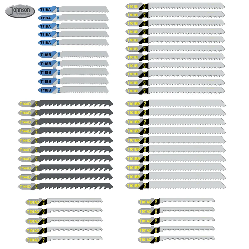 ชุดใบเลื่อยจิ๊กซอว์50ชิ้น T-Shank HCS/hss ใบเลื่อยจิ๊กสำหรับไม้พลาสติกและการตัดโลหะ