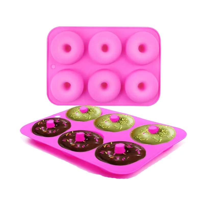 Donut de silicona antiadherente para lavavajillas, molde para hornear Donuts, seguro para microondas, sin BPA