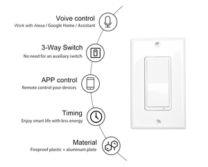Zwave Plus智能壁灯开关10A最大遥控单极120V，用于智能家居系统兼容智能生活 - Product Image 5