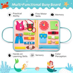 8 in 1 Busy Board for Toddlers <strong>Distinct</strong> Themes of Toddler Activities Soft Felt Material Durable Montessori <strong>Toys</strong> Busy Board Set - Product Image 5