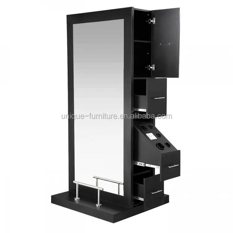 Nuovo arrivo luxury LED mirror barber station hair salon shop design barber kiosk styling service table beauty parrucchiere booth