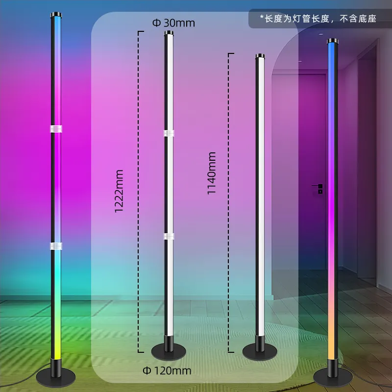 Fabrika özel yaratıcı IR uzaktan kumanda ev dekorasyon köşe dikey Wifi RGB Led zemin işık