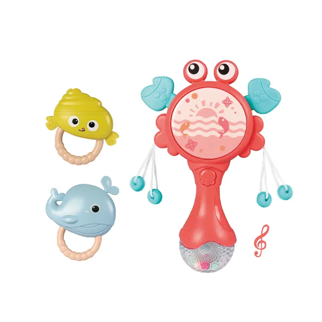 Kid gift infant soft silicone hand bell musical sonaglio lenitivo-drum set toy sonagli giocattoli per bambini