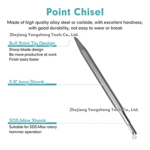 14x250 hình chữ U mở rộng ĐỤC PHẲNG bốn mảnh tròn bốn hố chọn với tay cầm tròn bằng thép SDS cộng với đục Búa điện - Product Image 2